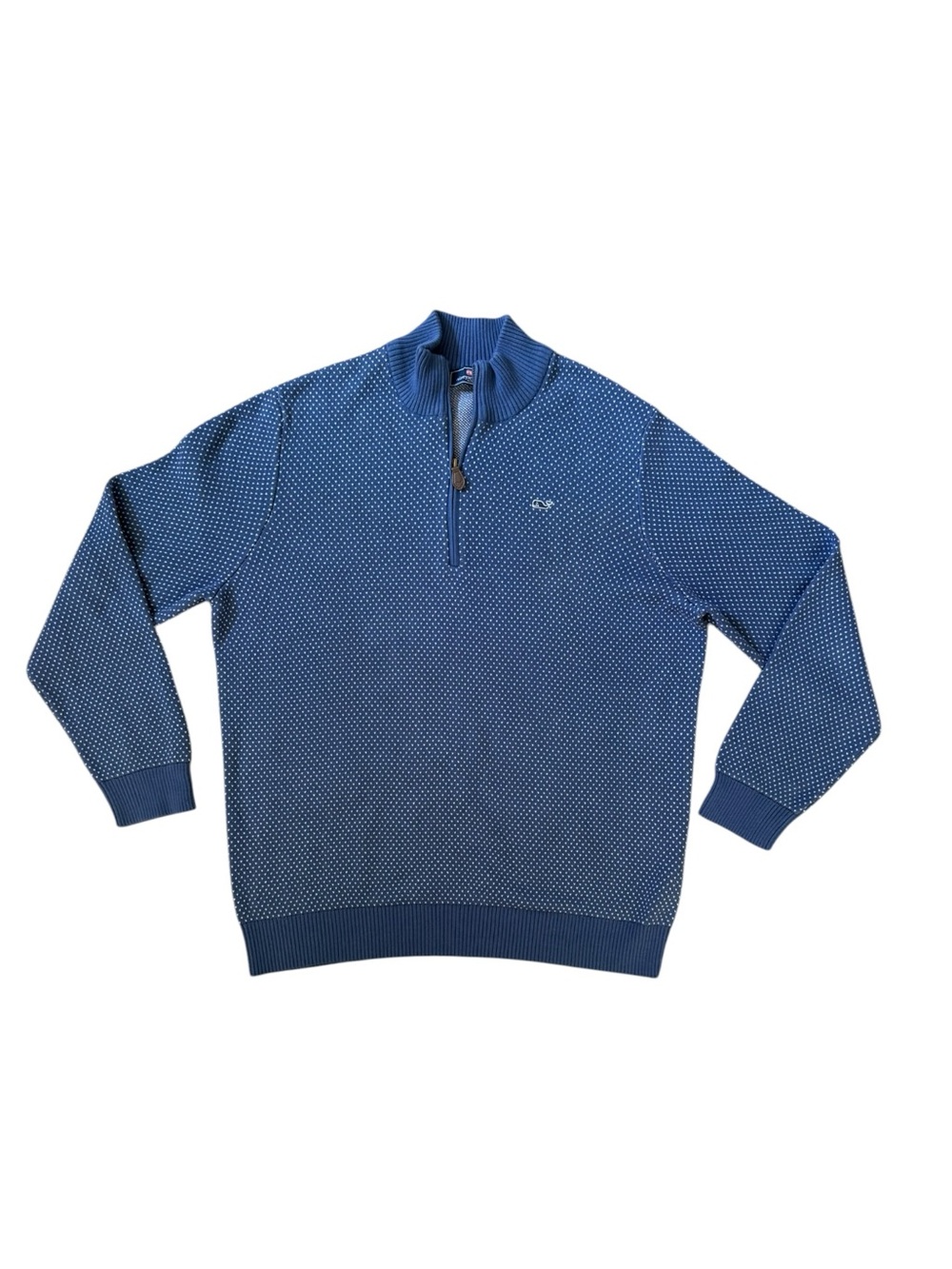 Vineyard Vines Knit Sweater Mens Large Pullover 1/2 Zip Cotton Blend Navy Blue